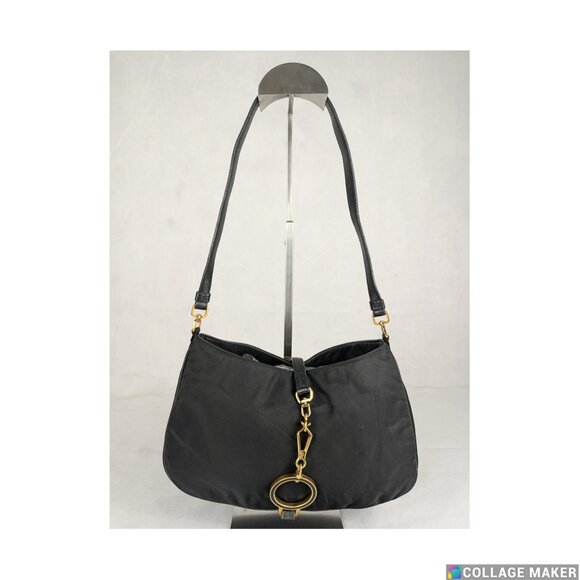 Auth PRADA Milano Tessuto Solid Rayon Nylon Quilted Formal Black Shoulder Bag - Picture 3 of 15